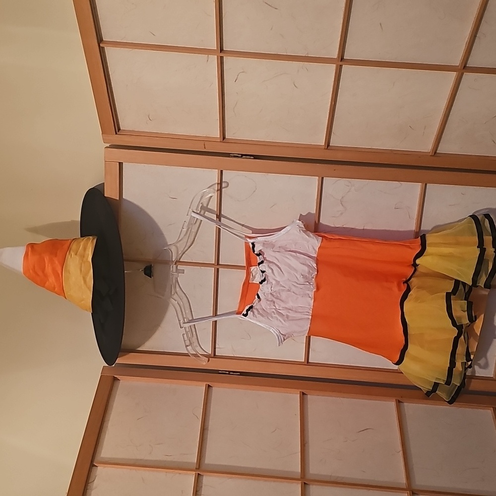 Girls Candy Corn Witch Halloween Costume Size Med (8-10)